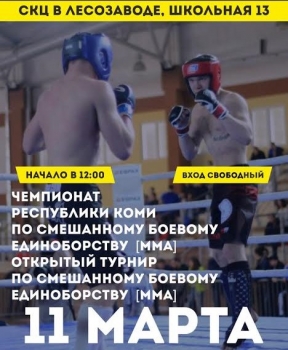 В Сыктывкаре пройдет Чемпионат Республики Коми по смешанному боевому единоборству